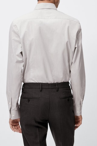 Chemise à rayures en coton cintrée - Taupe