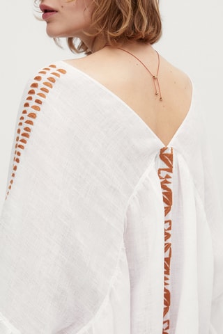 Chemise en lin avec broderies - Blanc