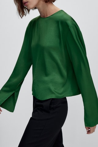 Chemise satinée cut out dos - Vert