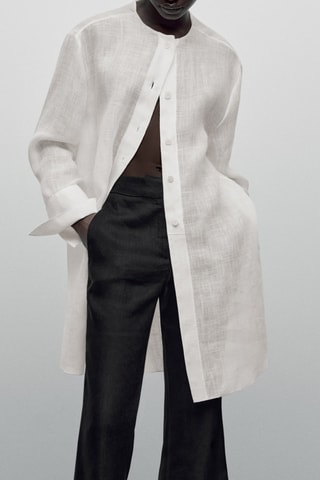 Chemise mélange lin boutons Limited Edition - Blanc