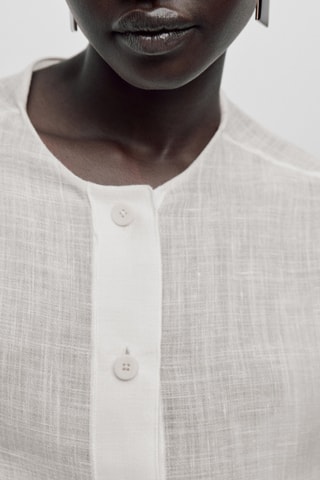 Chemise mélange lin boutons Limited Edition - Blanc