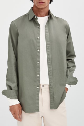 Chemise en sergé de coton cintrée - Kaki