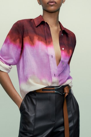 Chemisier dégradé en pure ramie - Bordeaux et mauve