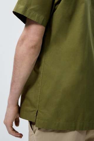 Chemise en sergé de coton à manches courtes - Kaki