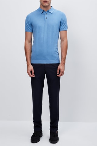 Pull à manches courtes en coton - Bleu