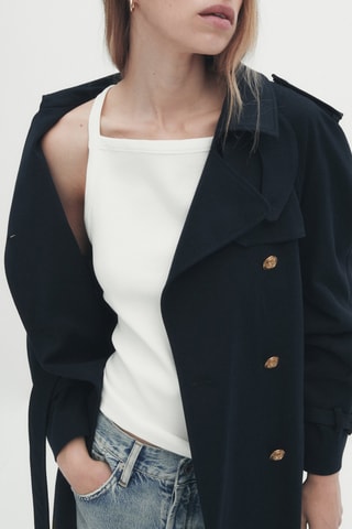 Trench avec boutons dorés - Bleu marine