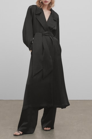 Trench satiné ceinture - Noir