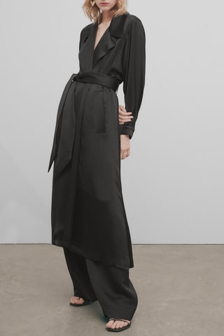 Trench satiné ceinture - Noir