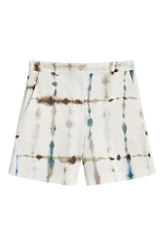 Bermuda en lin et coton tie-dye - Ecru et beige