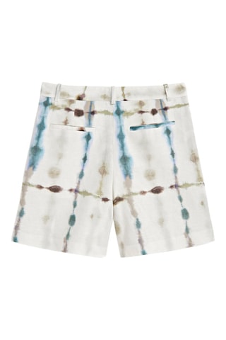 Bermuda en lin et coton tie-dye - Ecru et beige