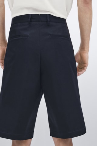 Bermuda à pinces 100% lin - Bleu marine