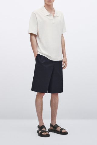 Bermuda à pinces 100% lin - Bleu marine