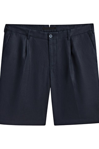 Bermuda à pinces 100% lin - Bleu marine