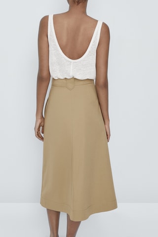 Jupe midi boutons contrastants - Beige