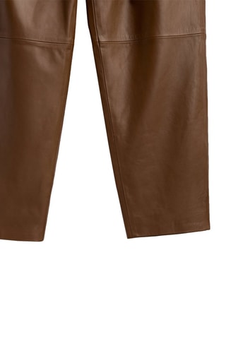 Pantalon à pinces en cuir nappa - Marron
