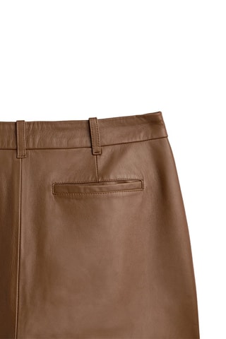 Pantalon à pinces en cuir nappa - Marron