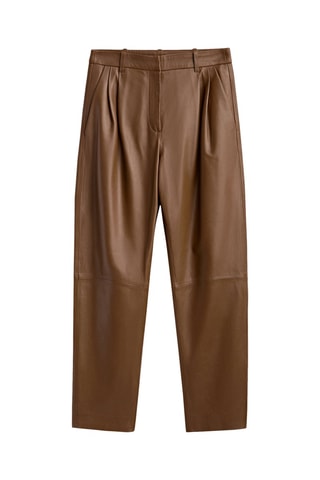 Pantalon à pinces en cuir nappa - Marron