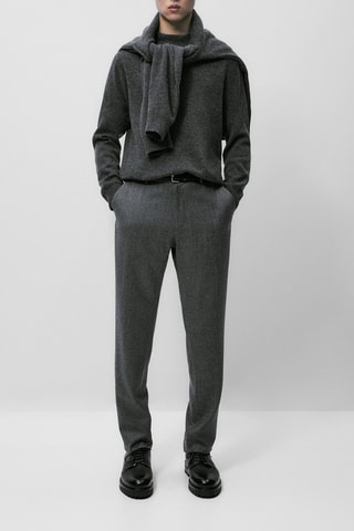 Pantalon chino laine lavable - Gris chiné