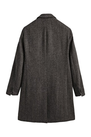 Manteau long en laine motif chevrons - Gris