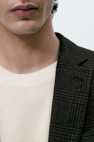 Blazer mélange de laine teinté carreaux - Noir