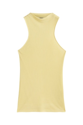 Top sans manches maille côtelée - Jaune