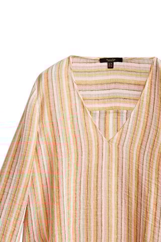 Blouse à rayures de couleurs en lin - Moutarde et gris clair