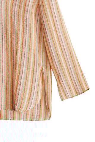 Blouse à rayures de couleurs en lin - Moutarde et gris clair