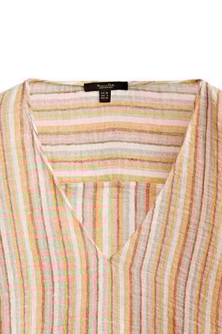 Blouse à rayures de couleurs en lin - Moutarde et gris clair