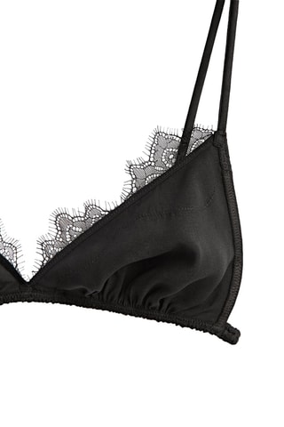 Soutien-gorge en soie à dentelle - Noir
