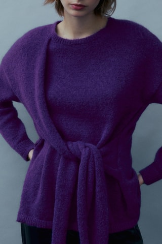 Pull à col rond orné d’un nœud - Violet