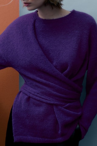 Pull à col rond orné d’un nœud - Violet