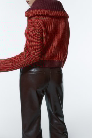 Pull col marin en laine mélangée - Rouge