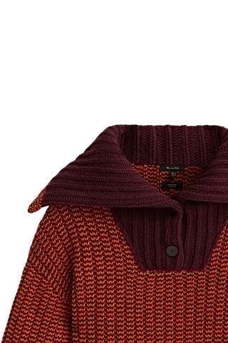 Pull col marin en laine mélangée - Rouge