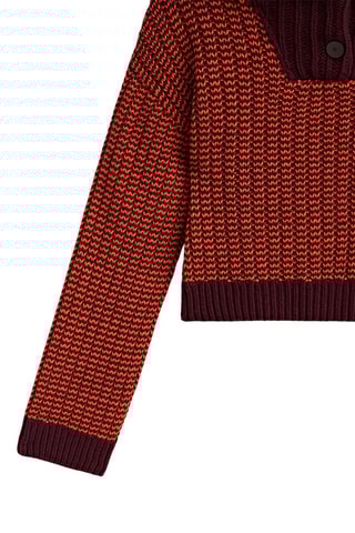 Pull col marin en laine mélangée - Rouge