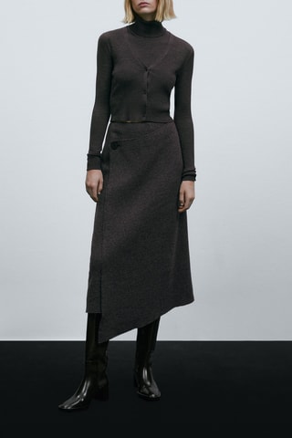 Gilet côtelé 100% laine mérinos - Gris foncé chiné