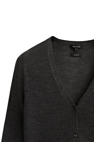 Gilet côtelé 100% laine mérinos - Gris foncé chiné