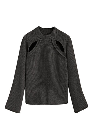 Pull maille perlée cut out - Gris foncé