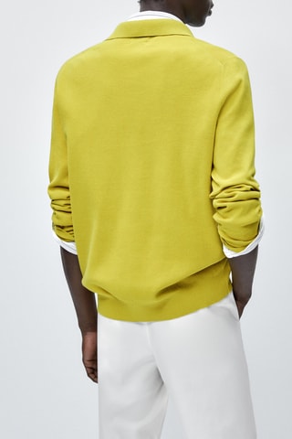 Pull maille milano en coton col polo - Vert