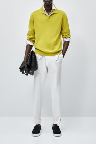 Pull maille milano en coton col polo - Vert