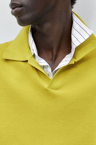 Pull maille milano en coton col polo - Vert