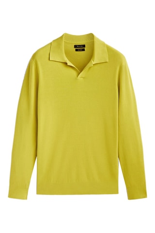Pull maille milano en coton col polo - Vert
