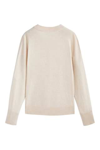 Pull en laine col en V- Ecru