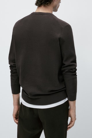 Pull en maille texturé col rond - Anthracite