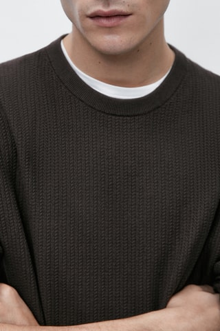 Pull en maille texturé col rond - Anthracite