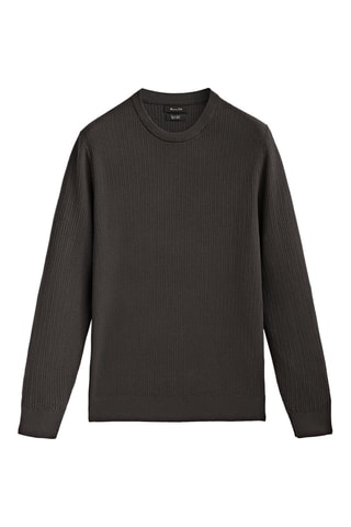 Pull en maille texturé col rond - Anthracite
