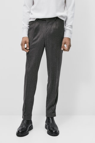 Pantalon habillé en flanelle de laine lavable - Gris