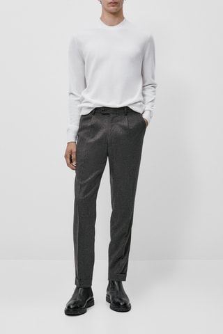 Pantalon habillé en flanelle de laine lavable - Gris