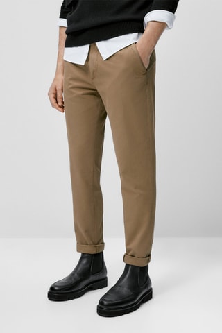 Pantalon chino côtelé tapered - Marron clair