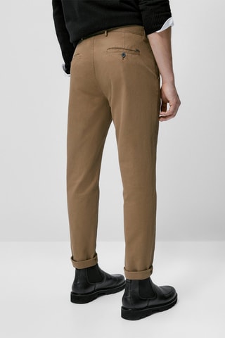Pantalon chino côtelé tapered - Marron clair