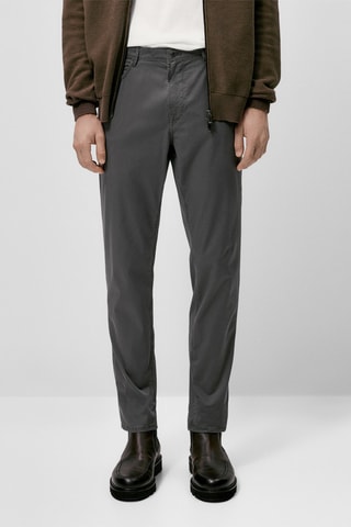 Pantalon type jean micro sergé tapered fit - Gris foncé